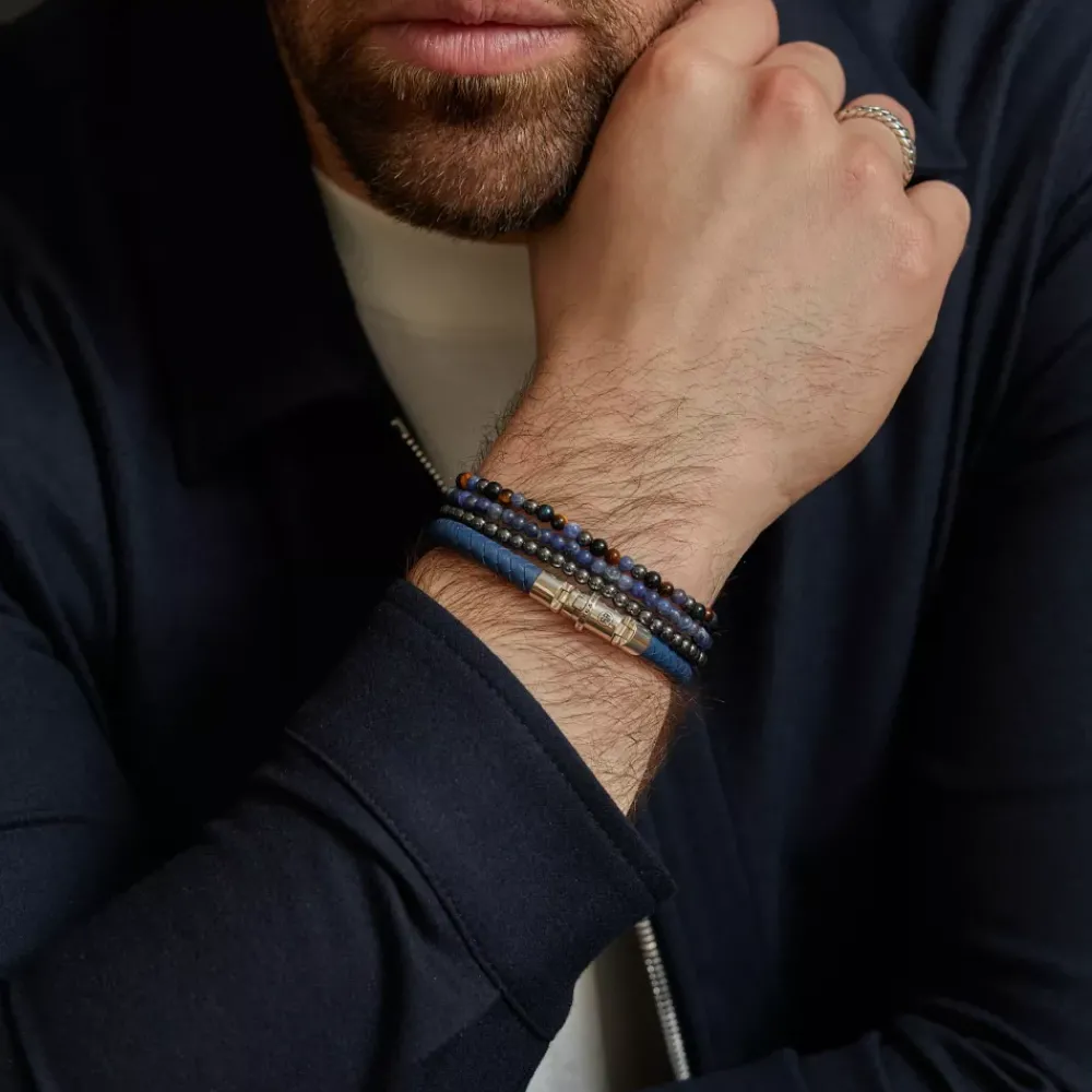 Armband | Armband^Rebel & Rose Absolutely Leather - Half Round Braided Blue |
