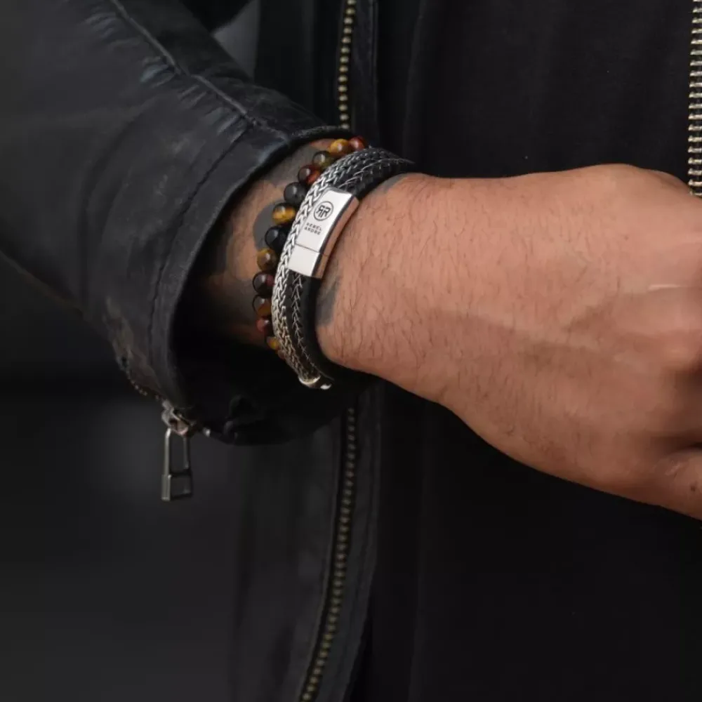 Armband | Armband^Rebel & Rose Absolutely Leather - Silver Wired Black |