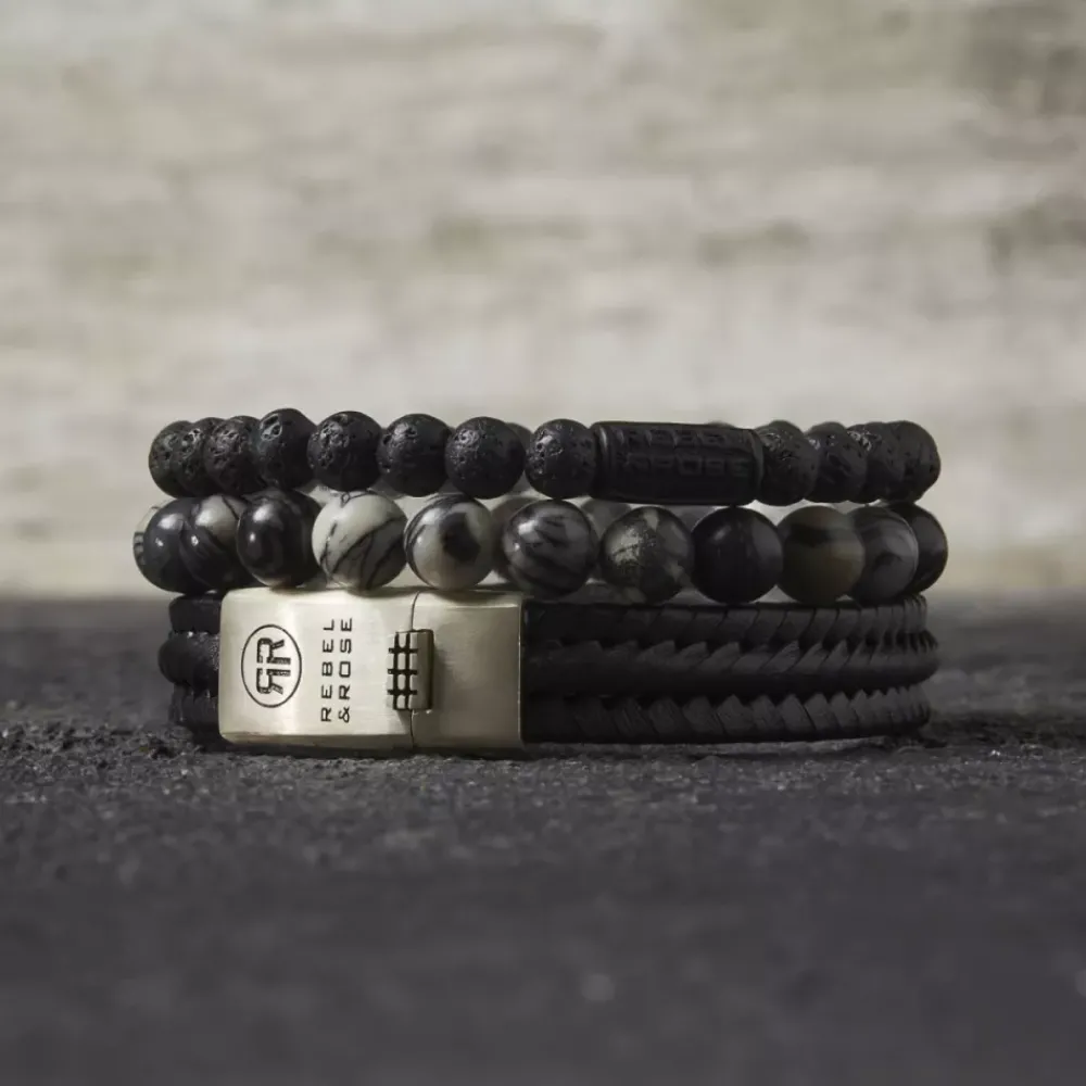 Armband | Armband^Rebel & Rose Black-series - Black Moon - All-Black - 6mm |