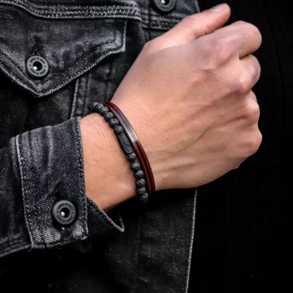 Armband | Armband^Rebel & Rose Black-series - Black Moon - All-Black - 6mm |