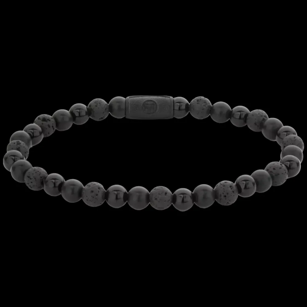 Armband | Armband^Rebel & Rose Black-series - Black Rocks - All-Black - 6mm |
