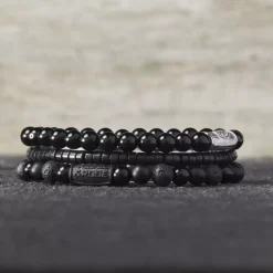 Armband | Armband^Rebel & Rose Black-series - Black Rocks - All-Black - 6mm |