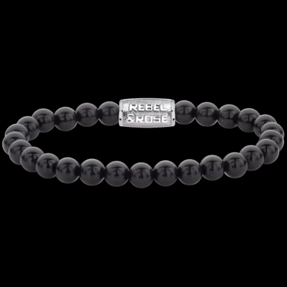 Armband | Armband^Rebel & Rose Black-series - Black Rocks - All-Black - 6mm |