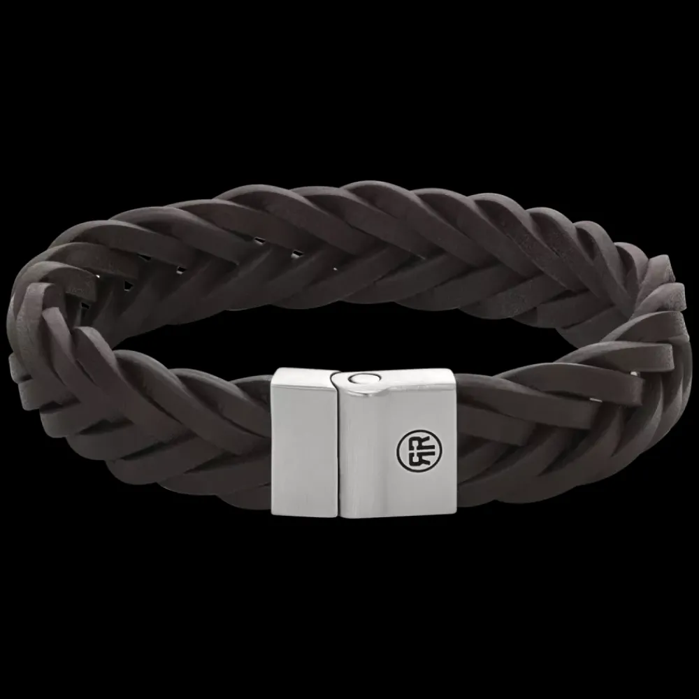 Armband^Rebel & Rose Full Metal Leather - Full Metal Braided Brown Matt 15mm |