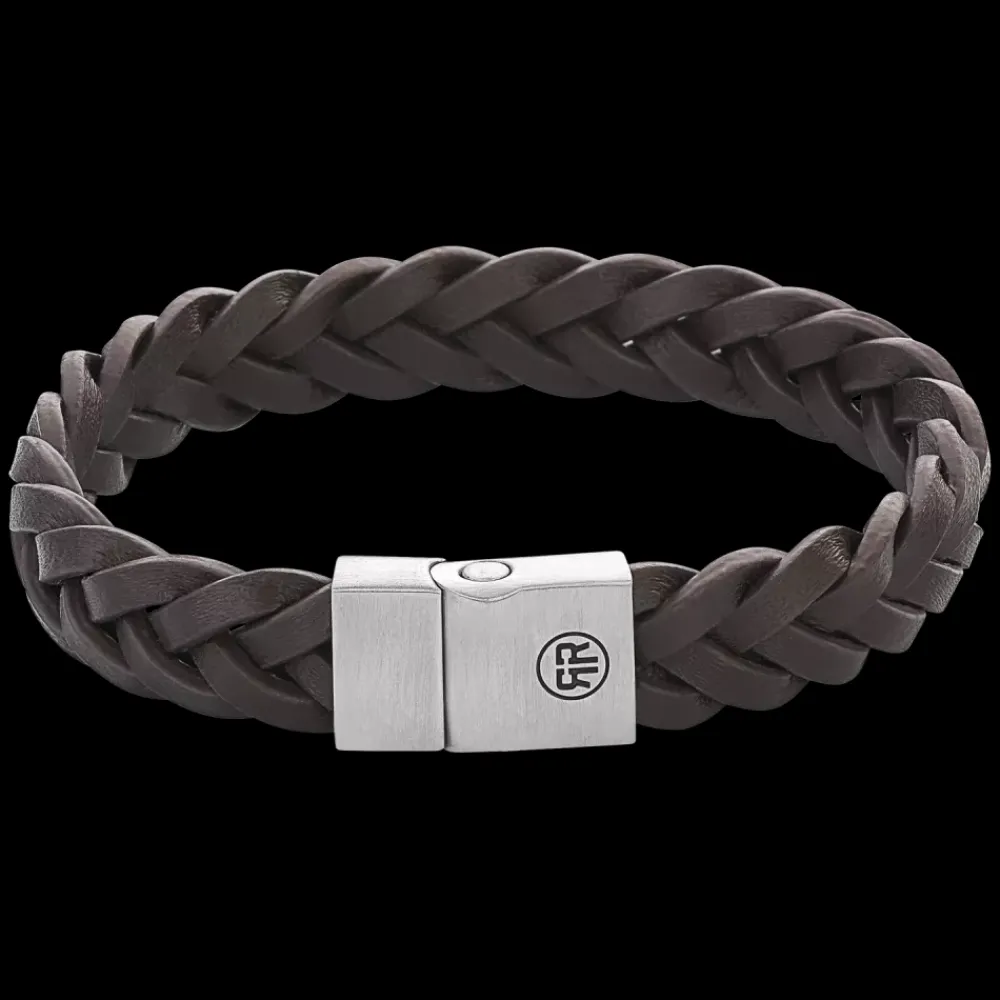 Armband | Armband^Rebel & Rose Full Metal Leather - Full Metal Braided Brown Matt - po |