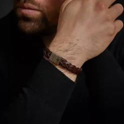 Armband^Rebel & Rose Full Metal Leather - Full Metal Braided Brown Matt 15mm |