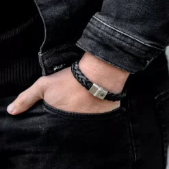Armband | Armband^Rebel & Rose Full Metal Leather - Full Metal Braided Black Matt - po |