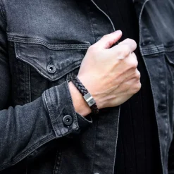 Armband | Armband^Rebel & Rose Full Metal Leather - Full Metal Braided Brown Matt - po |