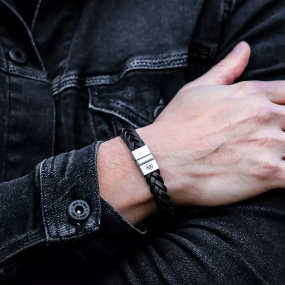 Armband | Armband^Rebel & Rose Full Metal Leather - Full Metal Braided Brown Matt - po |