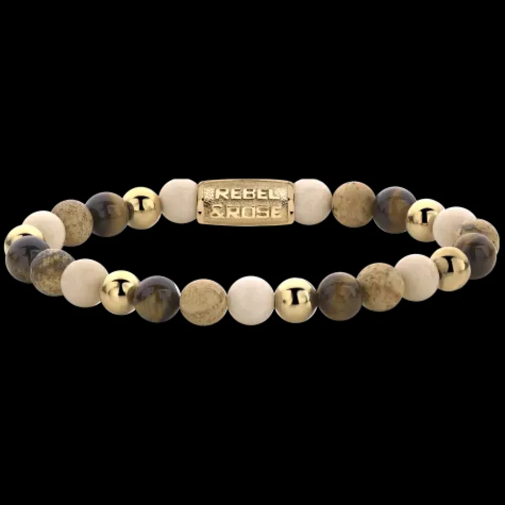 Armband^Rebel & Rose More Balls Than Most - Autumn Love - Yellowgold ionplated - 6mm |