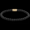Armband^Rebel & Rose More Balls Than Most - Black Velvet Yellowgold - 4mm |