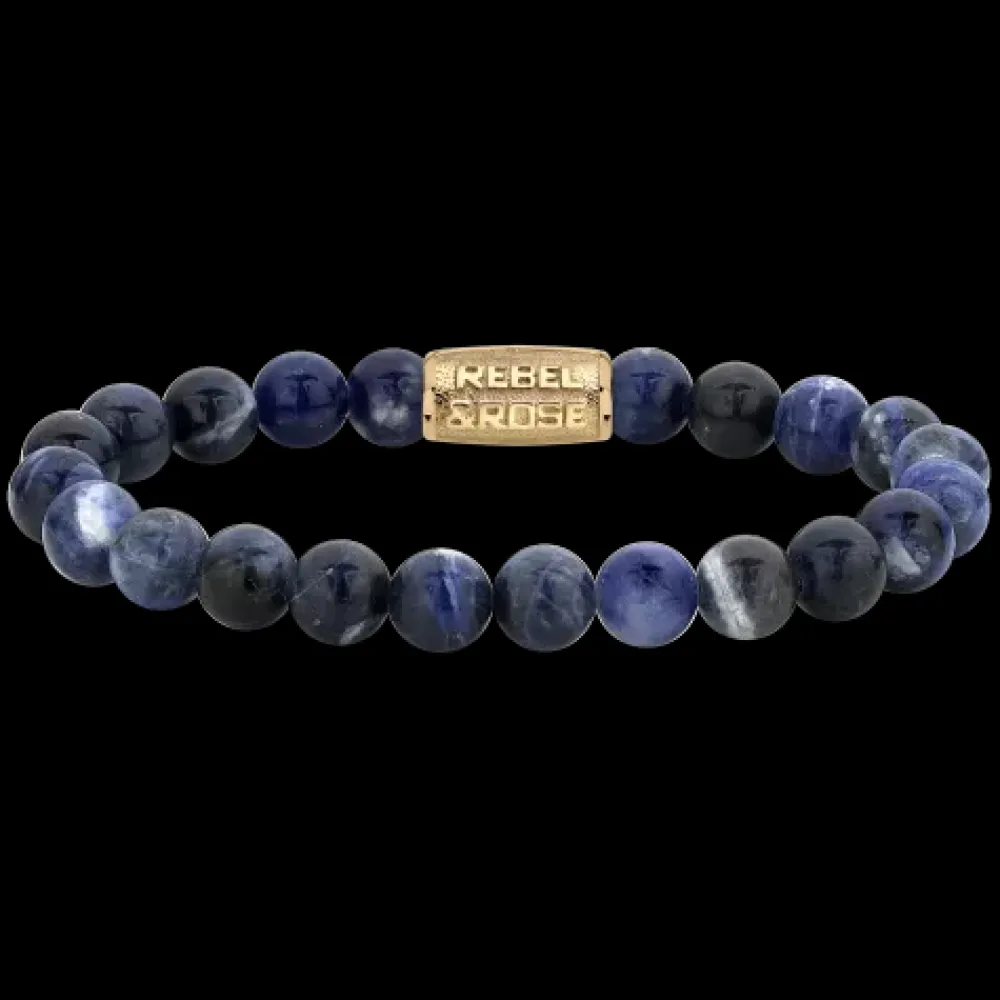 Armband^Rebel & Rose More Balls Than Most - Blue Rain Yellowgold - 8mm |