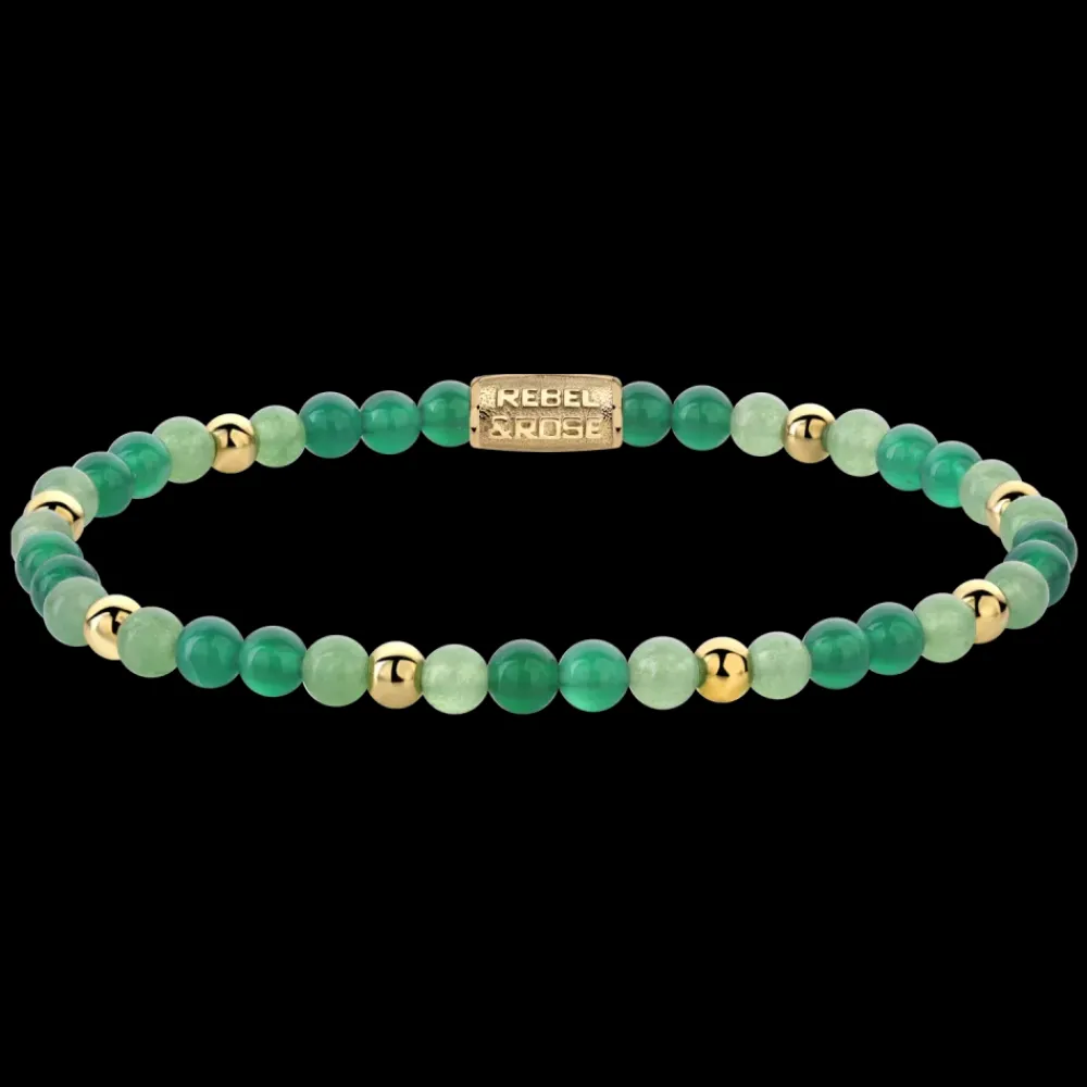 Armband | Armband^Rebel & Rose More Balls Than Most - Green Morning Vibes - Yellowgold ionplated - 4mm |