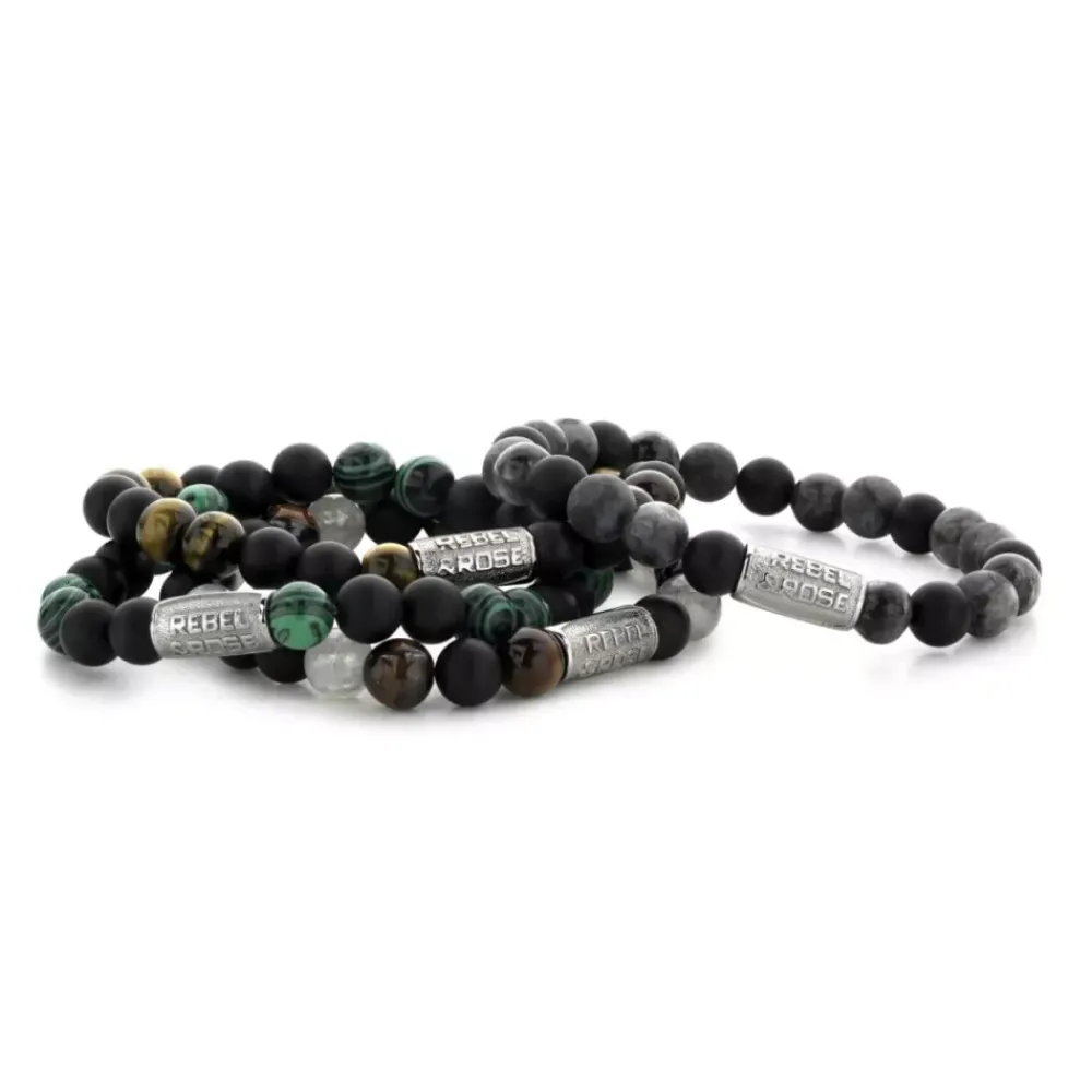 Armband^Rebel & Rose More Balls Than Most - Grey Rocks - 8mm |