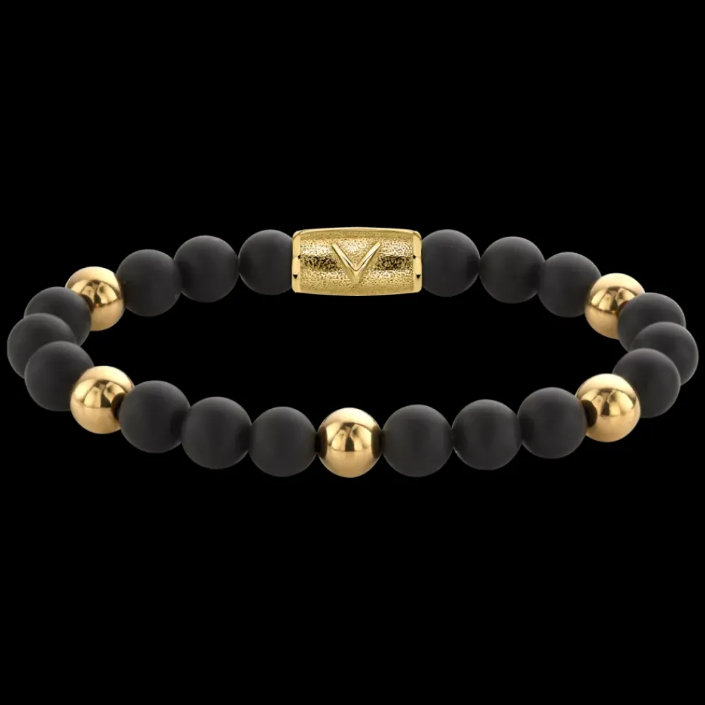 Armband | Armband^Rebel & Rose More Balls Than Most - Matt Black Madonna - Yellowgold ionplated - 8mm |