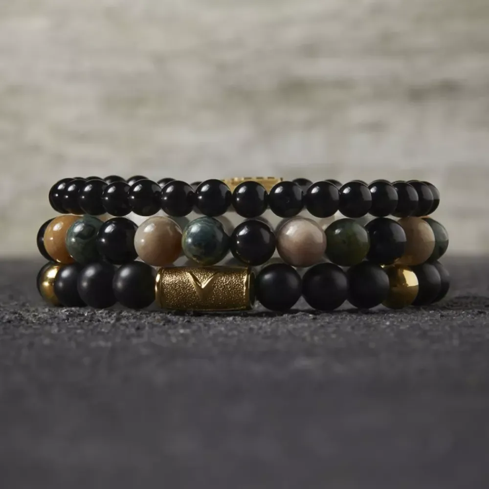 Armband | Armband^Rebel & Rose More Balls Than Most - Matt Black Madonna - Yellowgold ionplated - 8mm |