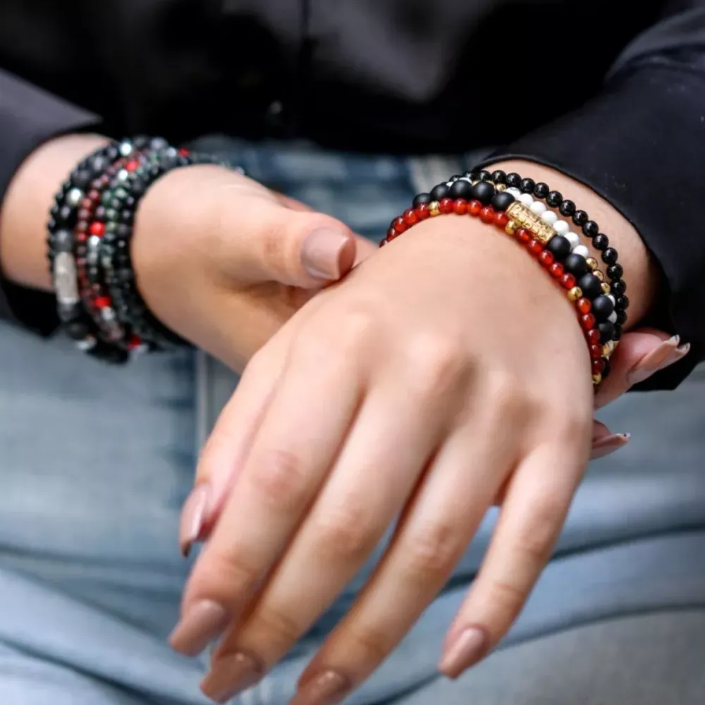 Armband | Armband^Rebel & Rose More Balls Than Most - Matt Black Madonna - Yellowgold ionplated - 6mm |