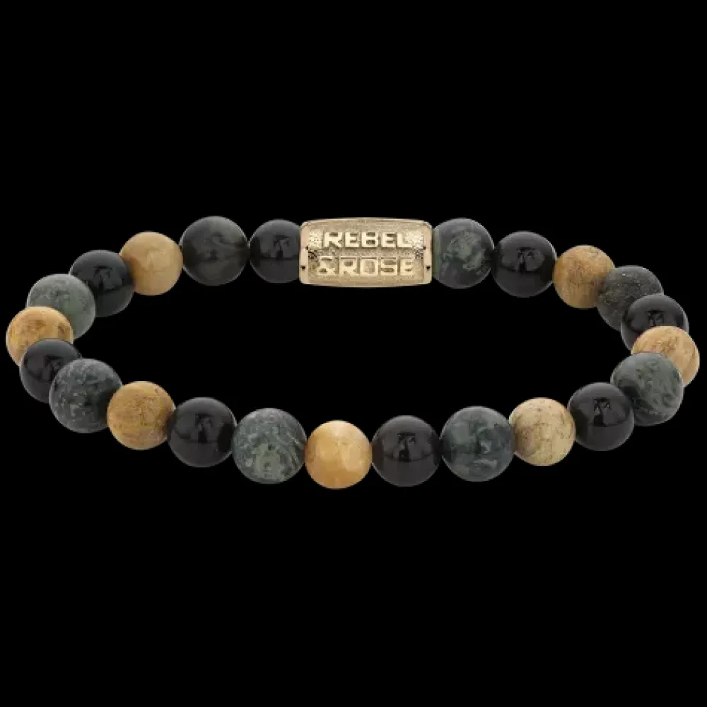 Armband | Armband^Rebel & Rose More Balls Than Most - Matt Black Madonna - Yellowgold ionplated - 8mm |