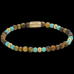 Armband^Rebel & Rose More Balls Than Most - Mix Tiger Turquoise - Yellowgold ionplated - 4mm |