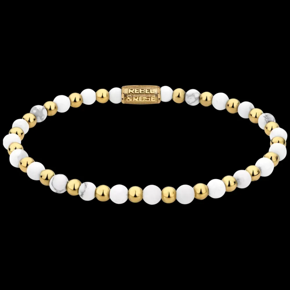 Armband^Rebel & Rose More Balls Than Most - Mix Virgin White Yellowgold - 4mm |