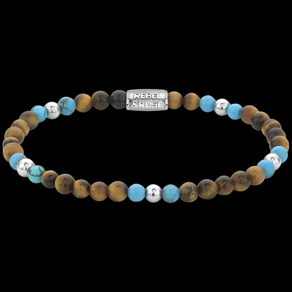 Armband^Rebel & Rose More Balls Than Most - Mix Tiger Turquoise - 4mm |