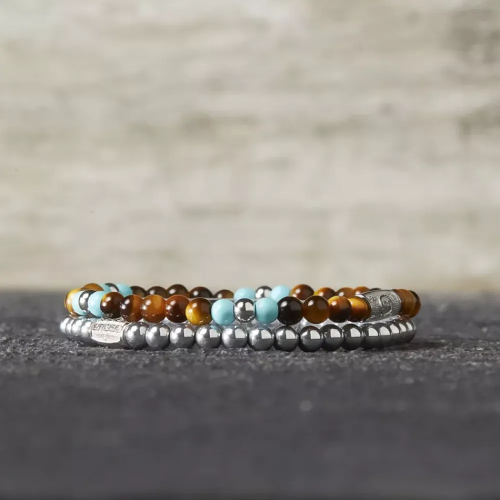 Armband^Rebel & Rose More Balls Than Most - Mix Tiger Turquoise - 4mm |