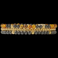 Armband^Rebel & Rose More Balls Than Most - Mix Tiger Black - Yellowgold ionplated - 4mm |