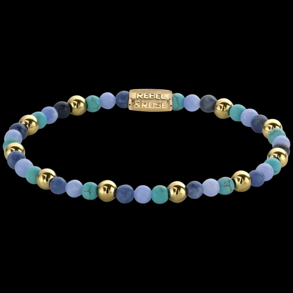 Armband | Armband^Rebel & Rose More Balls Than Most - Winter Blues - Yellowgold ionplated - 4mm |