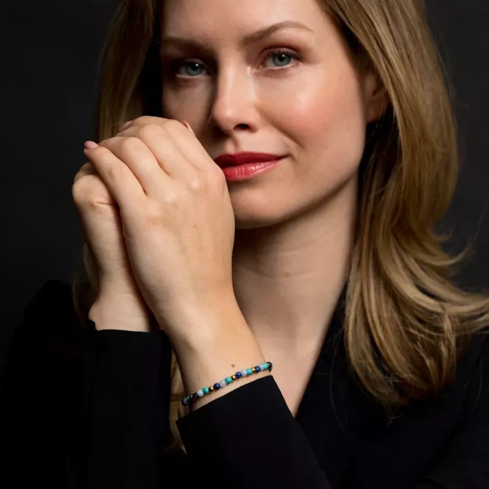 Armband | Armband^Rebel & Rose More Balls Than Most - Winter Blues - Yellowgold ionplated - 4mm |