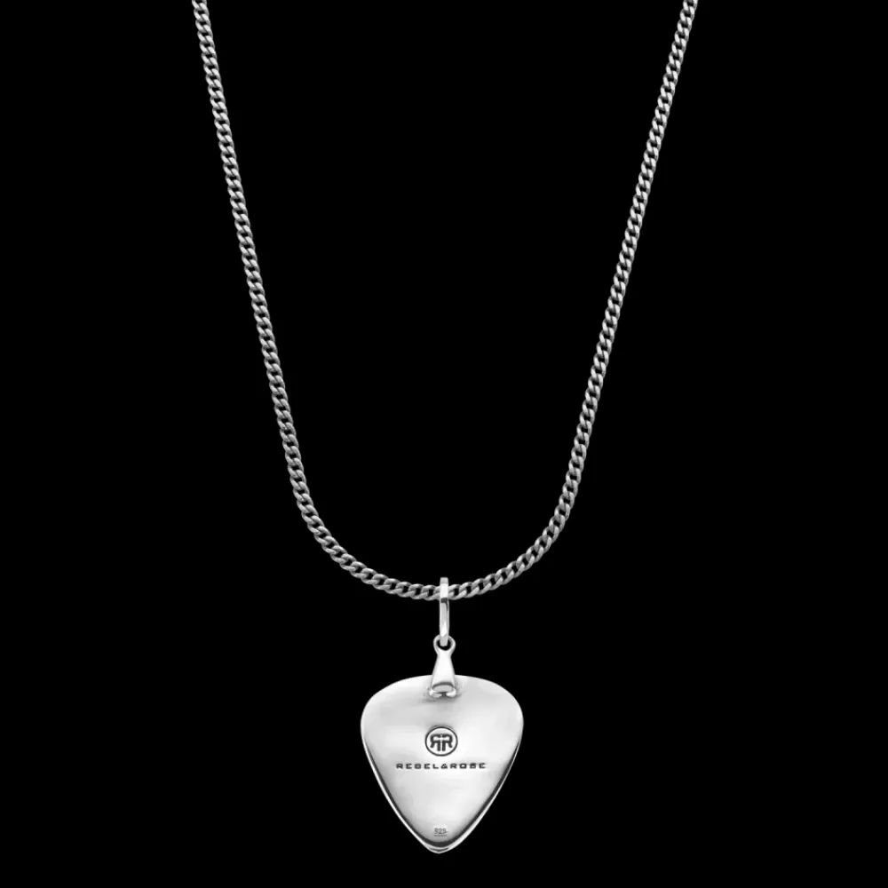 Ketting^Rebel & Rose Necklace & Pendant - Necklace Chain Silver 925 - 3mm with Pendant Plectrum |