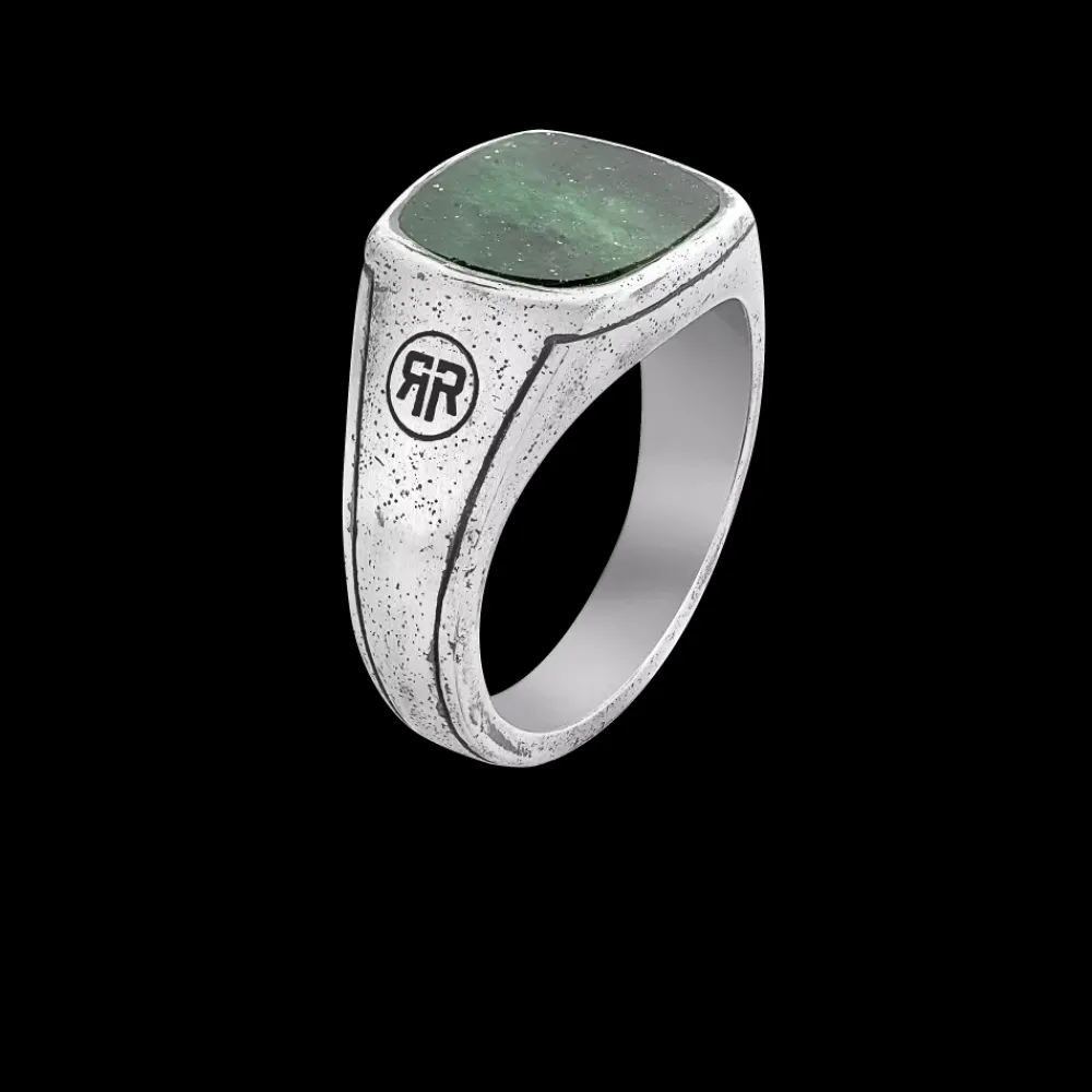 Ring^Rebel & Rose Sterling Silver Rings - Ring Square Vintage Green Jade |
