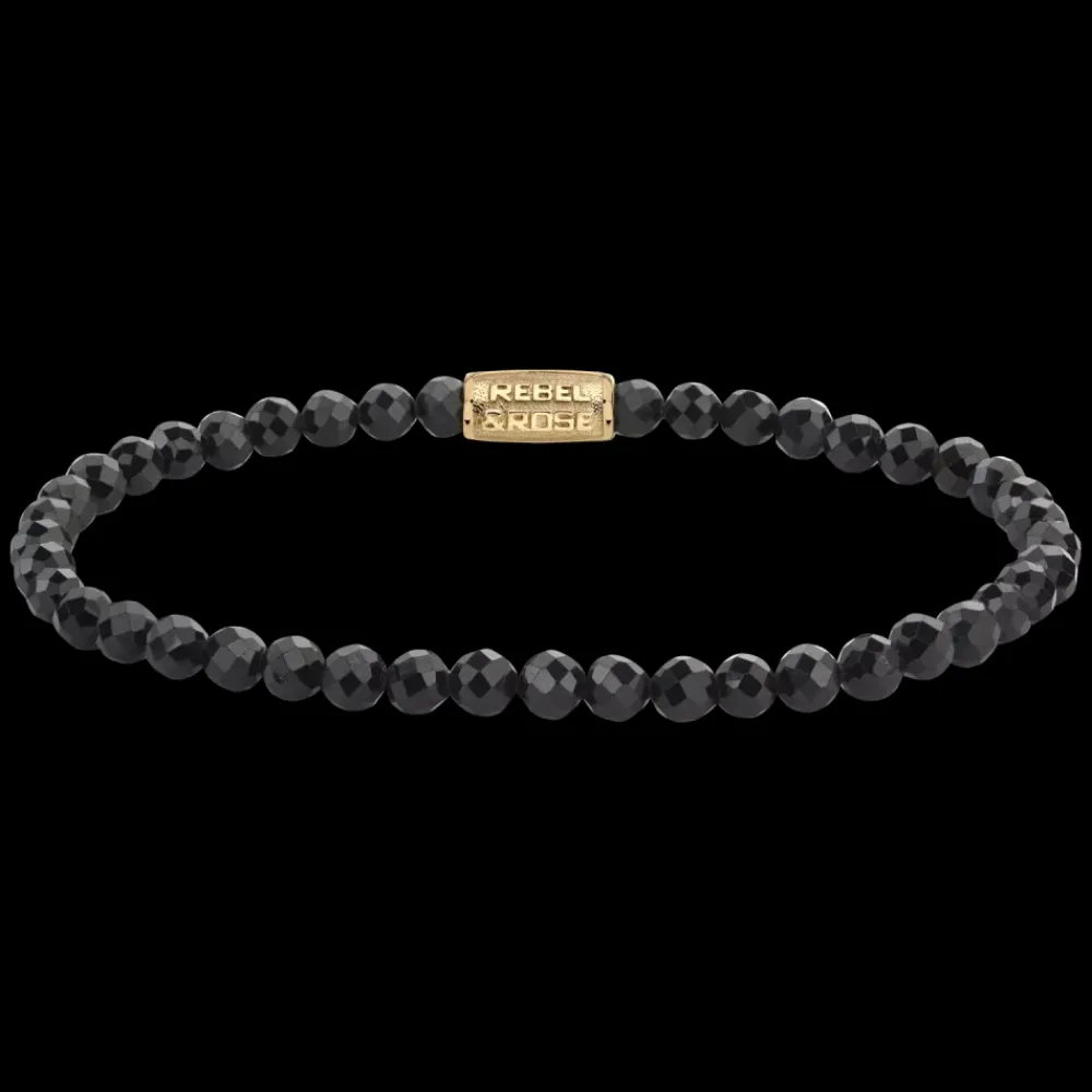Armband^Rebel & Rose Stones Only - Black Glam Rocks Yellowgold - 4mm |