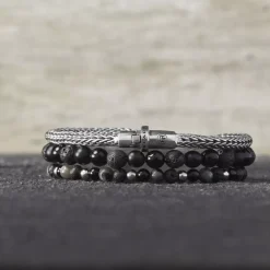 Armband | Armband^Rebel & Rose Stones Only - Black Rocks - 6mm |