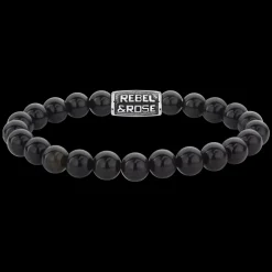Armband^Rebel & Rose Stones Only - Black Velvet Vintage - 8mm |