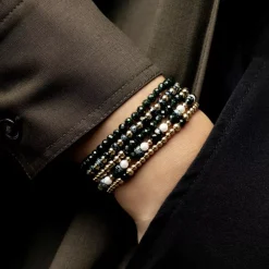 Armband^Rebel & Rose Stones Only - Green Glam Rocks Yellowgold - 4mm |