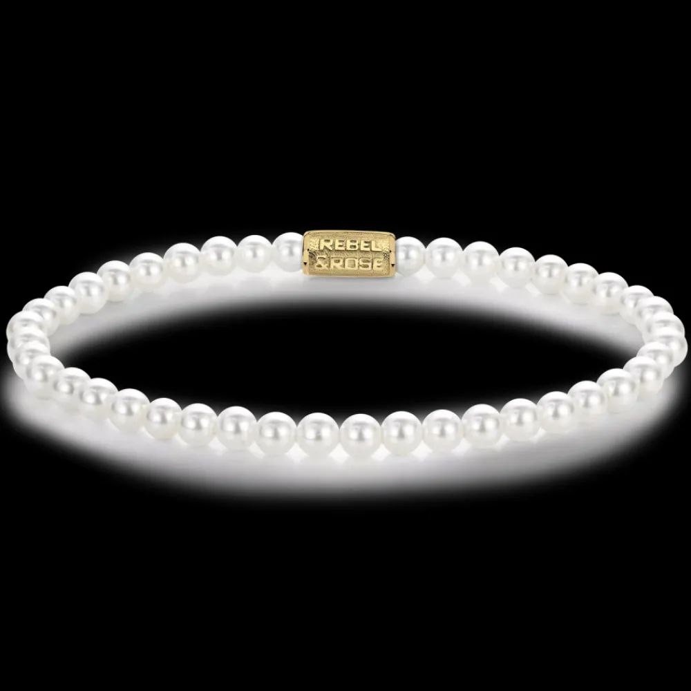Armband^Rebel & Rose Stones Only - Pearl Gem Gold - 4mm |