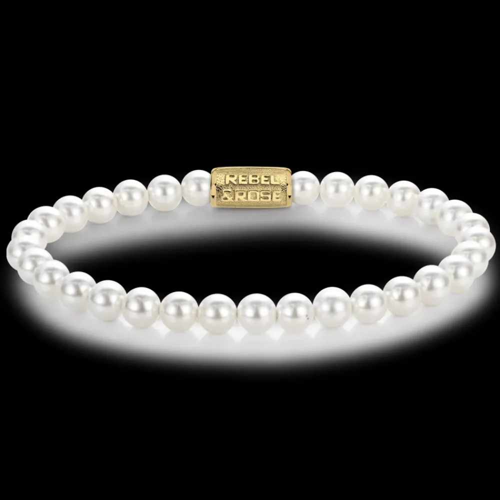 Armband^Rebel & Rose Stones Only - Pearl Gem Gold - 6mm |